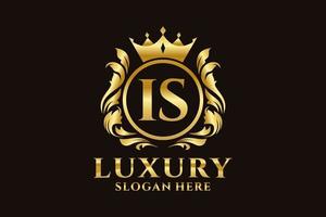 Initial IS Letter Royal Luxury Logo template in vector art for luxurious branding projects and other vector illustration.