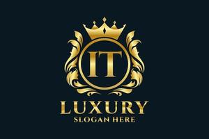 Initial IT Letter Royal Luxury Logo template in vector art for luxurious branding projects and other vector illustration.