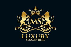 Initial MS Letter Lion Royal Luxury Logo template in vector art for luxurious branding projects and other vector illustration.