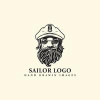 logotipo del personaje del capitán. plantilla de logotipo marinero. vector