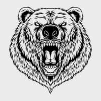 ilustración de cabeza de oso enojado vector