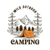 diseño de camiseta de ilustración de camping vector