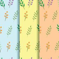 Flower seamless pattern with abstract floral branches with leaves, blossom flowers and berries. Vector design for different surfaces. Vector illustration.