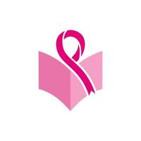 logotipo de educación del libro de cáncer de mama vector