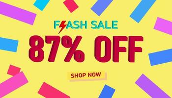 Flash Sale Discount Sales poster or banner with 3D text on yellow background, Flash Sales banner template design for social media and website. Special Offer Flash Sale campaigns or promotions. vector