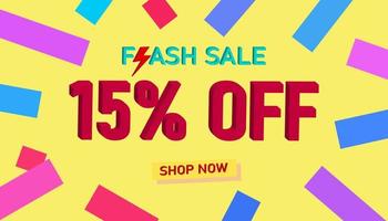 Flash Sale Discount Sales poster or banner with 3D text on yellow background, Flash Sales banner template design for social media and website. Special Offer Flash Sale campaigns or promotions. vector