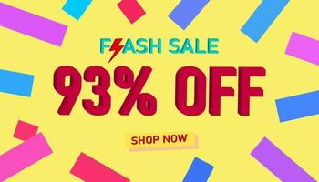 Flash Sale Discount Sales poster or banner with 3D text on yellow background, Flash Sales banner template design for social media and website. Special Offer Flash Sale campaigns or promotions. vector