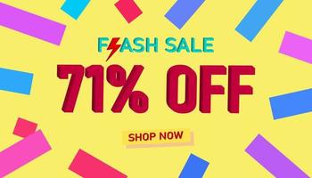 Flash Sale Discount Sales poster or banner with 3D text on yellow background, Flash Sales banner template design for social media and website. Special Offer Flash Sale campaigns or promotions. vector