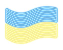 Ukrainian flag. Neon glow. Two-tone fabric. The national symbol of the state develops in the wind. Political themes. Color vector illustration. Isolated background.