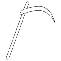 Scythe of death. A terrible tool. Sketch. Sharpened blade. Doodle style. Halloween symbol. All Saints' Day vector