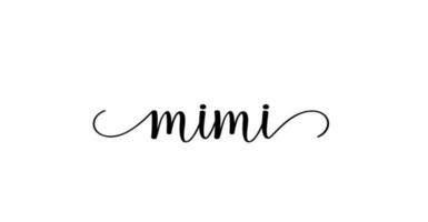 mimi calligraphy text with swashes vector