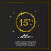 15th anniversary celebration icon type logo in luxury gold color vector