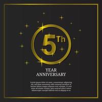 5th anniversary celebration icon type logo in luxury gold color vector