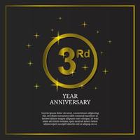 3Rd anniversary celebration icon type logo in luxury gold color vector