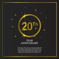 20th anniversary celebration icon type logo in luxury gold color vector