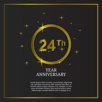 Logotipo de tipo de icono de celebración del 24 aniversario en color dorado de lujo vector