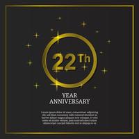 22th anniversary celebration icon type logo in luxury gold color vector