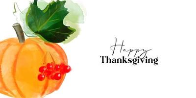 Happy thanksgiving card illustration design with pumpkin and viburnum vector