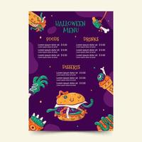 Hand Drawn Halloween Menu Template vector