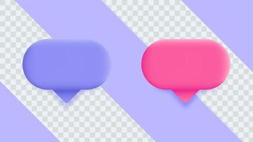Set of 3D speech bubble icons. Minimal blank 3d chat boxes sign. 3d vector illustration.
