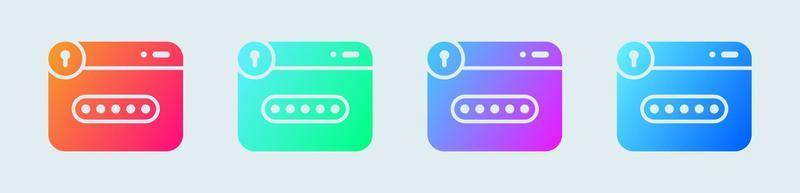 Password solid icon in gradient colors. Web protection signs vector illustration.