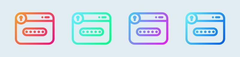 Password line icon in gradient colors. Web protection signs vector illustration.