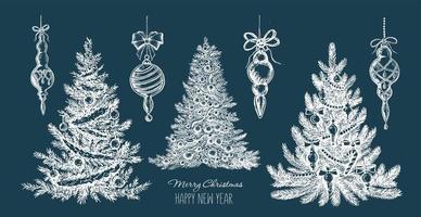 Christmas tree hand drawn illustration vector