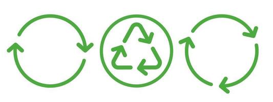 conjunto de iconos de flecha de reciclaje y rotación. icono vector plano