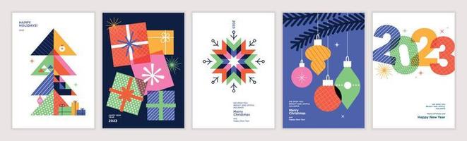 2023 Merry Christmas and Happy New Year greeting cards set. Vector illustration concepts for background, greeting card, party invitation card, website banner, social media banner, marketing material.