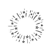 Frame vector doodle, hand drawn design element. Sun burst sketch illustration with stars.