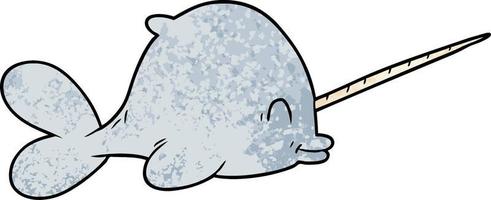 cartoon doodle character narwhal vector