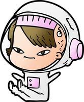 cartoon astronaut woman vector