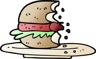 vector gradient illustration cartoon half eaten burger