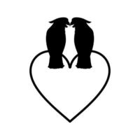 Silhouette Romantic Couple used Pair of Cockatoo Bird as a Symbol. Vector Illustration