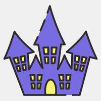 Icon haunted house.Icon in filled line style. Suitable for prints, poster, flyers, party decoration, greeting card, etc. vector