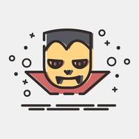 icono dracula vampire.icon en estilo mbe. adecuado para impresiones, afiches, volantes, decoración de fiestas, tarjetas de felicitación, etc. vector