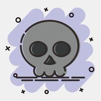 icon skull.icon en estilo cómico. adecuado para impresiones, afiches, volantes, decoración de fiestas, tarjetas de felicitación, etc. vector