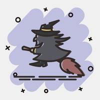 icono witch.icon en estilo cómico. adecuado para impresiones, afiches, volantes, decoración de fiestas, tarjetas de felicitación, etc. vector