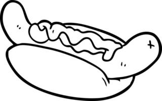 line drawing of a fresh tasty hot dog vector