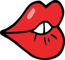 hand drawn doodle style cartoon pouting lips vector