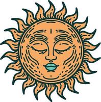 icono de estilo tatuaje de un sol vector