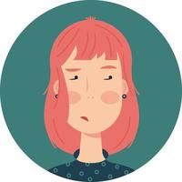 Avatar for one doubt red-haired girl. vector