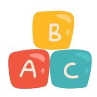 icono de bloques de educación, logotipo de cubos para niños abc aislado vector