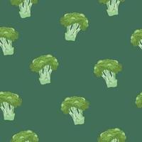 Broccoli seamless vector pattern. Hand-drawn vegetable outlines and color spots for fabric design, menu, kitchen and restaurant interior,