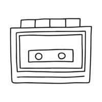 Ilustración de vector de grabadora retro de fideos dibujados a mano. vector de doodle de tocadiscos de casete electrónico antiguo