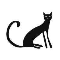 ilustración vectorial de gato negro. gato negro estilo garabato dibujado a mano. diseño para pegatinas, decoración, tarjetas de felicitación. vector