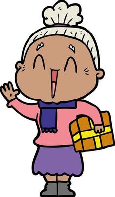 cartoon happy old lady