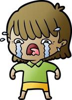 cartoon girl crying vector