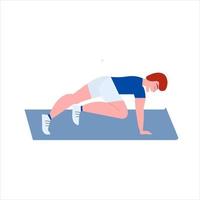 Man doing plank exercise vector illustration. Man doing fitness exercises isolated