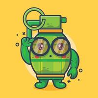 genius grenade weapon character mascot with think expression isolated cartoon in flat style design vector